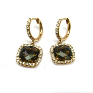 My smoky quartz and diamond earrings in 18k gold. $910.